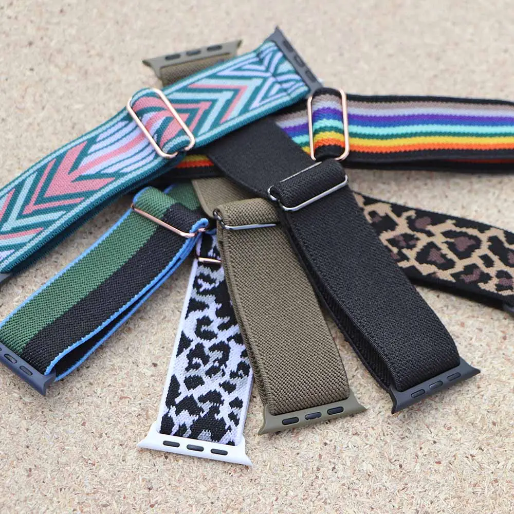 Picture of Pix Apple Watch Elastic Nylon Strap- Nylon Buckle Elastic Strap For 49mm/45mm/44mm/42mm Bracelet Watch Strap Series 8 7 5 6 5 4 Multicolor Strap-Adjustable Elastic Nylon Buckle Apple Watch Strap