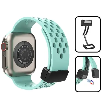 Picture of Pix Apple Watch Silicone Magnetic Suction Strap For 49mm/45mm/44mm/42mm - Adjustable Magnetic Loop Silicone Suction Correa Bracelet / Strap For iWatch Ultra Series 8 7 5 6 5 4