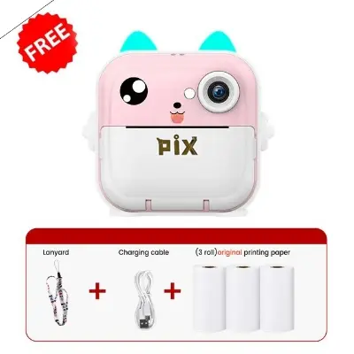Picture of Pix Instant Thermal Printing Mini Digital Camera-Children Instant Fun Print Camera Kids Video Photography Digital Photo Camera Mini Thermal Printer With Free 3 Piece Thermal Paper- Best Birthday Gift Children Instant Print Camera