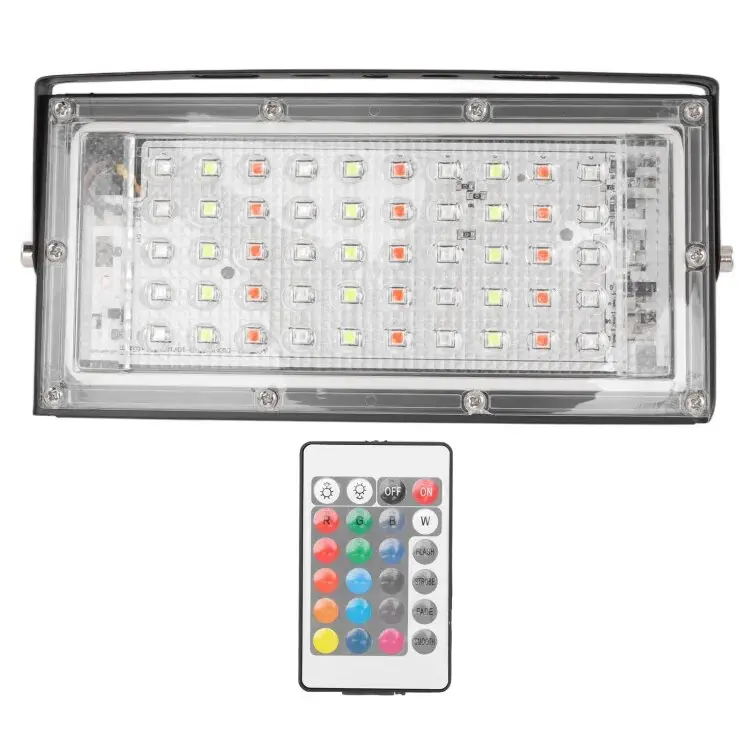Picture of RGB LED Flood Light Original (50W, AC 175-265V)- /100 W Remote Controlled IP65 Waterproof Landscape & Outdoor Lighting-180 Degree Adjustable Flood Light for Courtyard 50W/100 W (Optional)