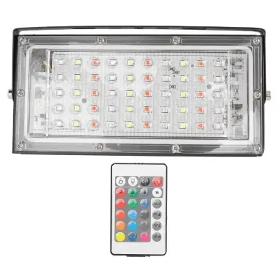 Picture of RGB LED Flood Light Original (50W, AC 175-265V)- /100 W Remote Controlled IP65 Waterproof Landscape & Outdoor Lighting-180 Degree Adjustable Flood Light for Courtyard 50W/100 W (Optional)