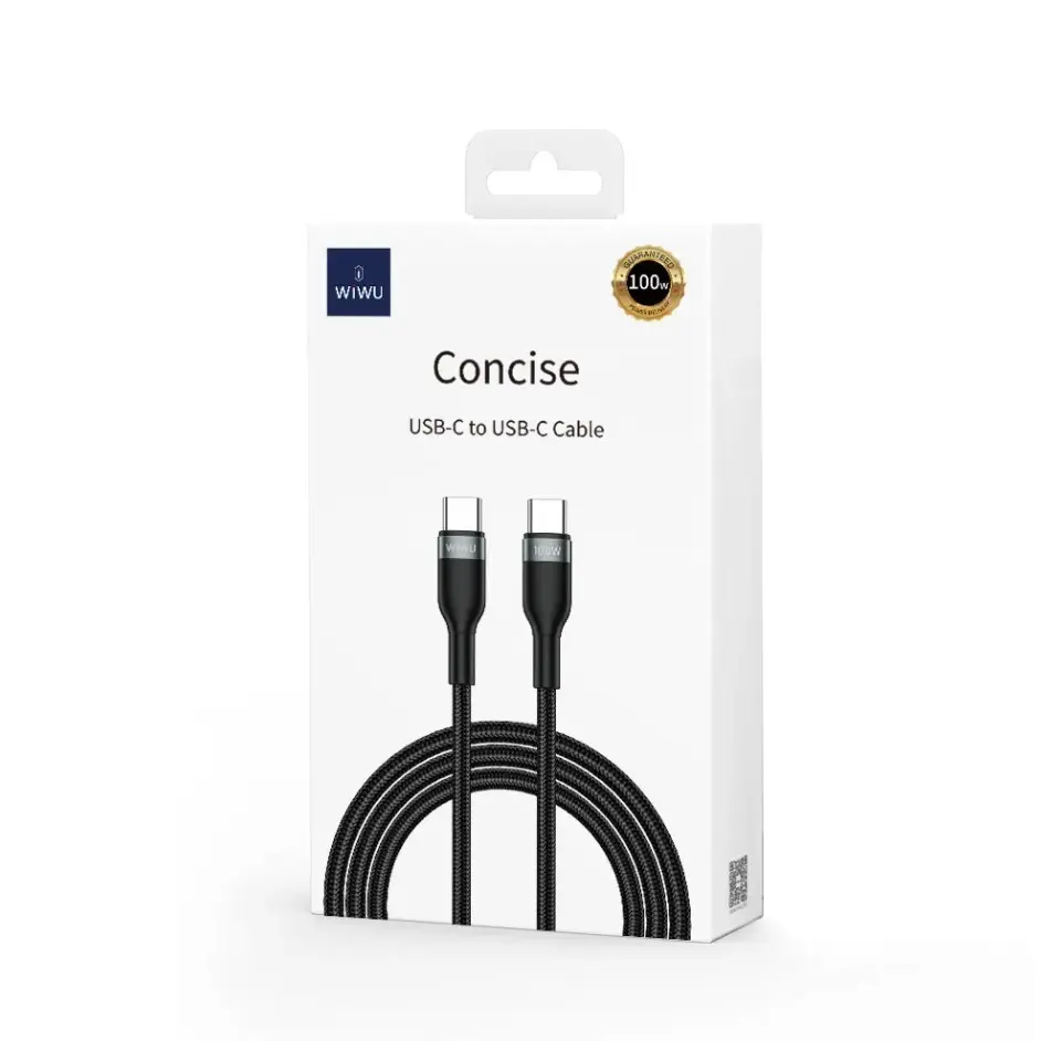 Picture of WIWU WI-C017 100W C To C Cable- WIWU WI-C017 100W TYPE-C TO TYPE-C CHARGING CABLE 1.2 Meter-WIWU Type-C to Type-C PD Data Cable