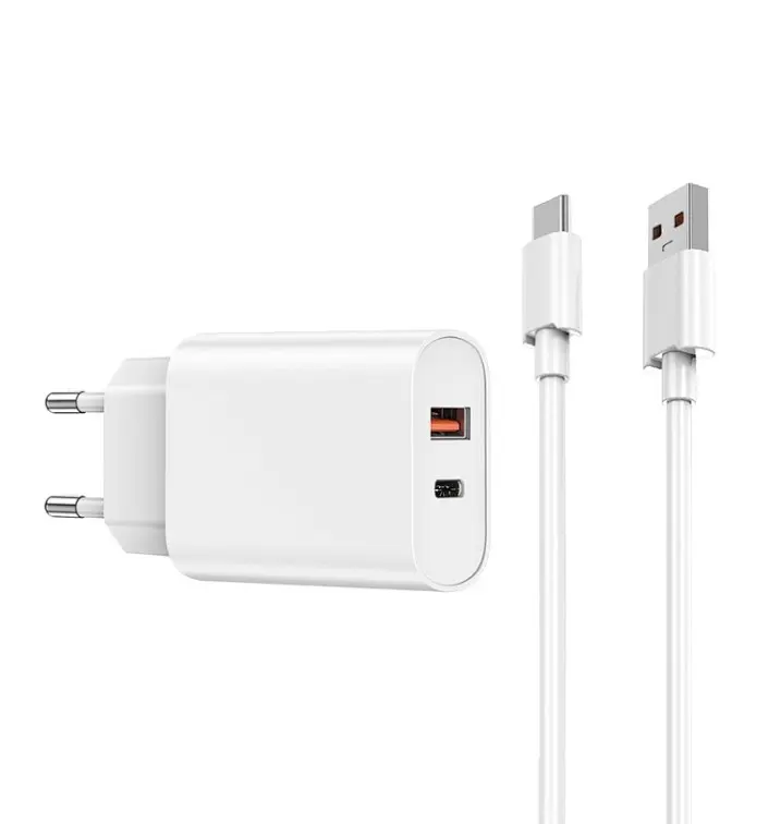 Picture of WiWU 20W PD+QC USB Type C Charger with Cable Set-WiWU Wi-U002 High Quality 20W PD+QC USB Type C Charger Fast Charging Charger Wall Charger With EU Plug for iPhone Android