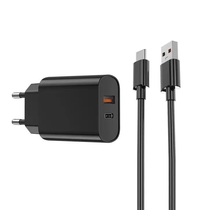 Picture of WiWU 20W PD+QC USB Type C Charger with Cable Set-WiWU Wi-U002 High Quality 20W PD+QC USB Type C Charger Fast Charging Charger Wall Charger With EU Plug for iPhone Android