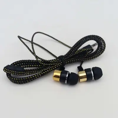 Picture of In-Ear Earphone-3.5mm Super Bass In-Ear Earphone Braided Wire Headset -Fashionable Wiring Cloth Cord Subwoofer Headphones In-Ear Braided Cord Wired Earplugs