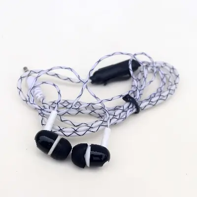 Picture of New Earphone Set- 3.5mm Super Bass In-Ear Earphone Fluorescent Sports Headset-New Headset Wire-Controlled With Mic-Fashionable In-Ear Braided Cord Wired Earplugs