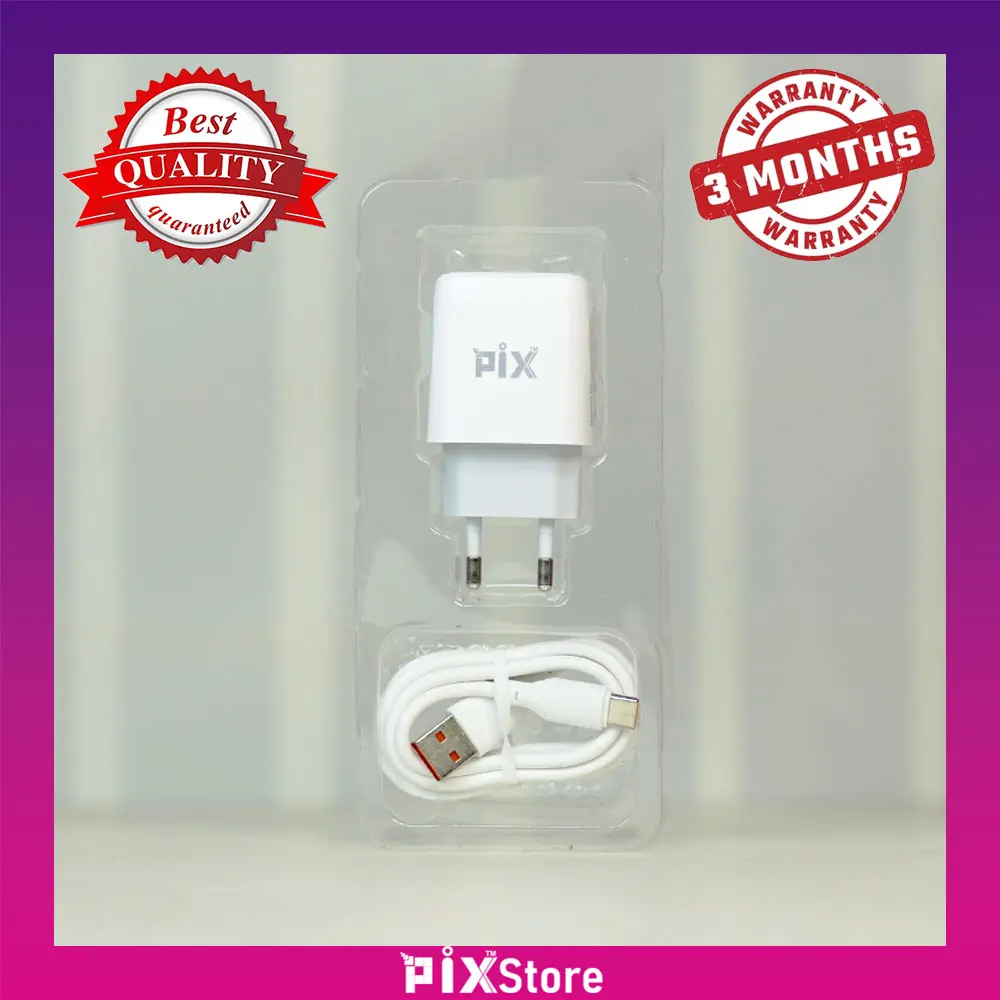 Picture of PIX 33W Charger with Type C Cable for Xiaomi, Realme, Oppo, Vivo, Samsung Android Smartphone with 3 month warranty