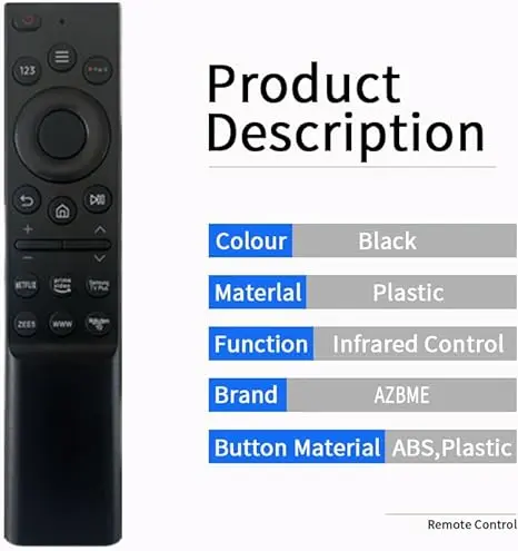Picture of Samsung Smart TV Flat Remote- Samsung TV Remote No Voice Control- Suitable For Samsung LED QLED 4K 8K UHD HDR Smart TV- Control Remote Infrarrojo Con Netflix, Prime Video, Samsung TV Plus