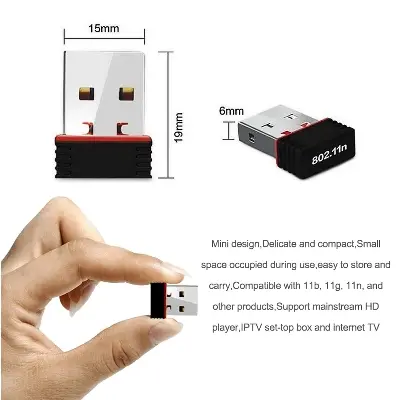 Picture of Pix Wifi Receiver 802.11N Adapter 300 Mbps- USB Mini Wireless Small Network Card - Usb 2.0 Wireless Card 300mbps