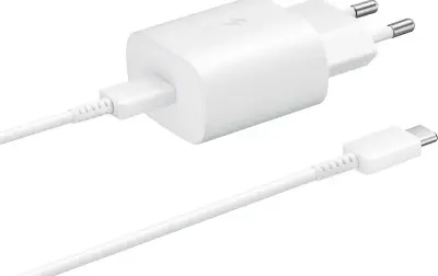 Picture of For Samsung 25W 3A USB-C Power Adapter with Cable- Samsung 25W Watt 2Pin EU Plug Fast Charging Power Adapter With Type-C to Type-C Cable- Samsung PD Charger Usb Type C Fast Charger