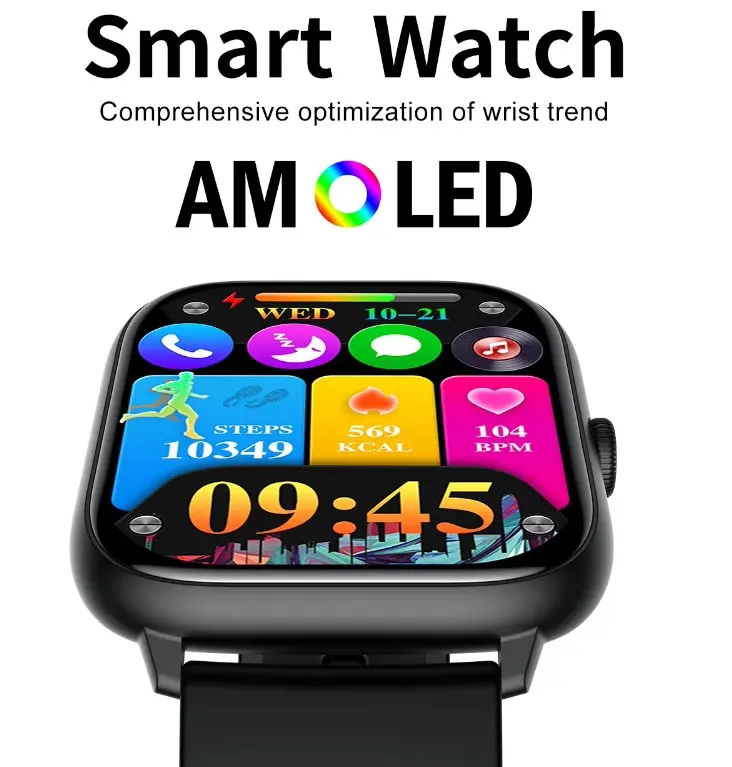 Picture of Pix Shadhin AMOLED Screen Smart Watch- Pix Shadhin IP68 Waterproof 2.06" AMOLED HD Screen Bluetooth Call Sleep Tracking Smartwatch- Premium Quality AMOLED Screen Smart Watch with free Screen Protector, Charging Cable ( Black Color)