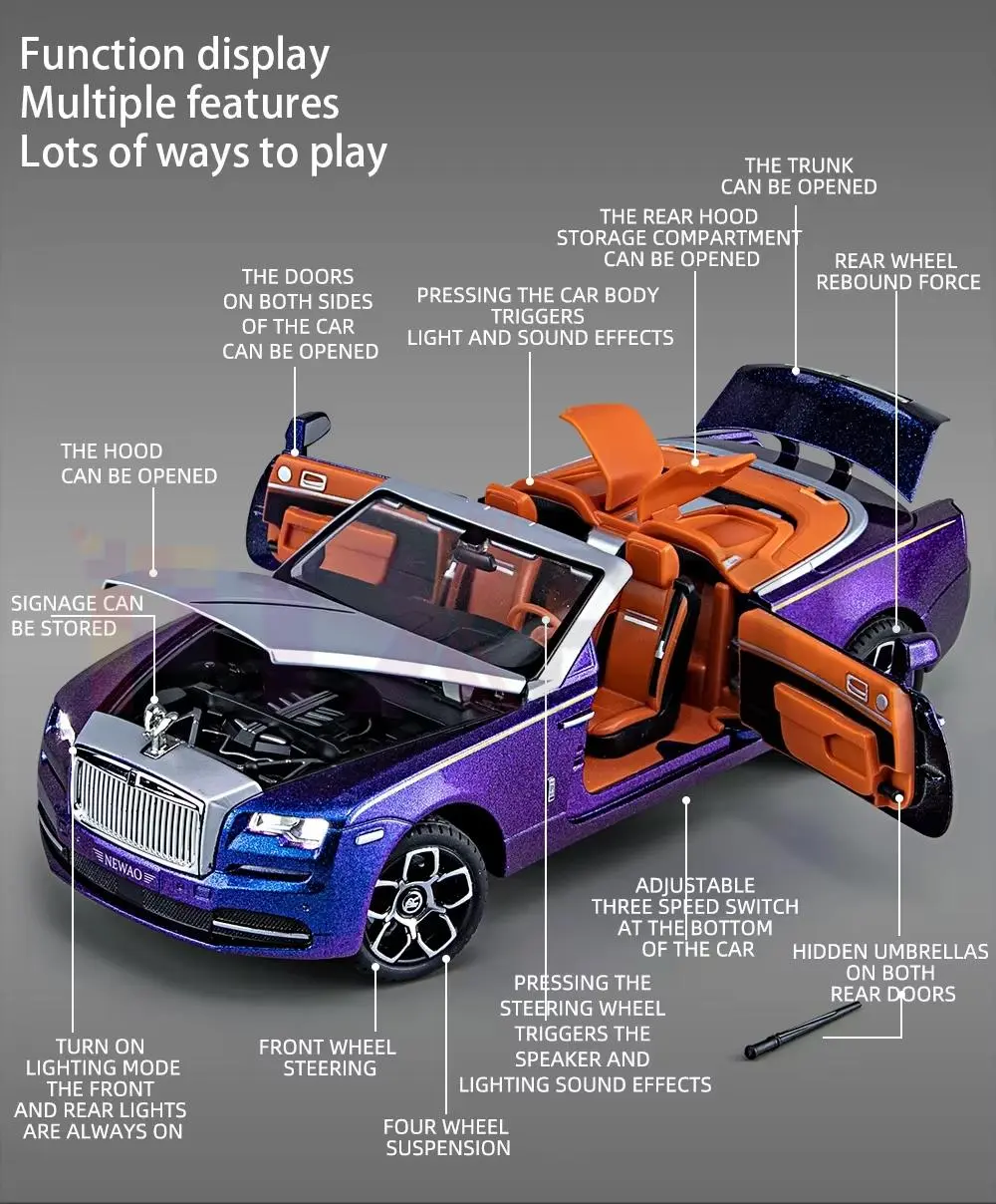 Picture of Rolls Royce Wraith 1/24 Metal Die Cast Car Sound Light Metal Car