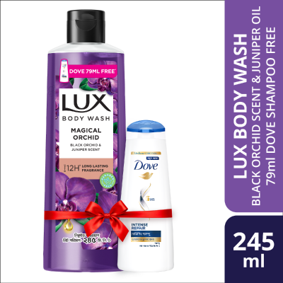 Picture of Lux Body Wash Black Orchid Scent & Juniper Oil 245ml (Dove 79ml Shampoo Free)