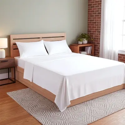 Picture of Comfy Premium Twill Bed Sheet - King Size (108"x90") White - with Two Pillow Cover