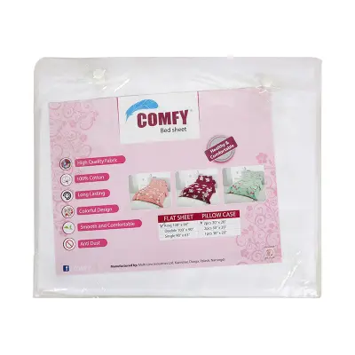 Picture of Comfy Premium Twill Bed Sheet - King Size (108"x90") White - with Two Pillow Cover