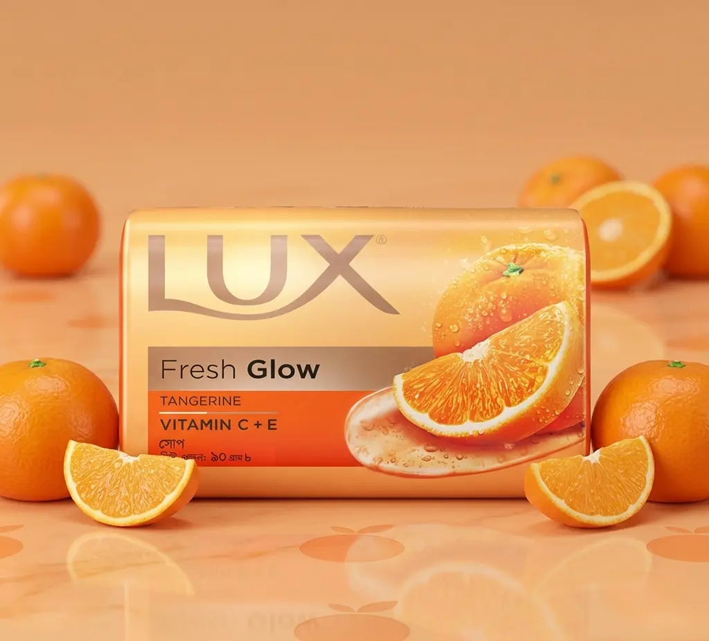Picture of Lux Soap Bar Fresh Glow Tangerine & Vitamin C + E 90g (Free Hair Oil 2.7ml)