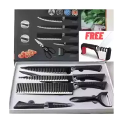 Picture of ZEPTER 6 Pcs Knife Set for Kitchen Cooking Knives Steak Knives with Free Sharpener