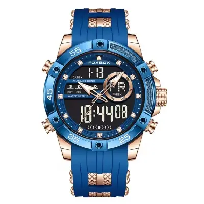 Picture of FOXBOX dual display quartz LED Military Watches for Men Fashion Alarm Wristwatch Waterproof Quartz Big Clock Digital Male Watch