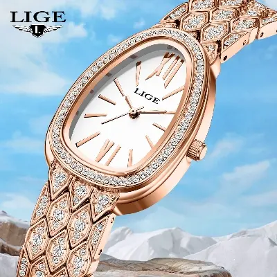 Picture of LIGE 89275 Rose Gold Luxury Women Watch Elegant & Waterproof