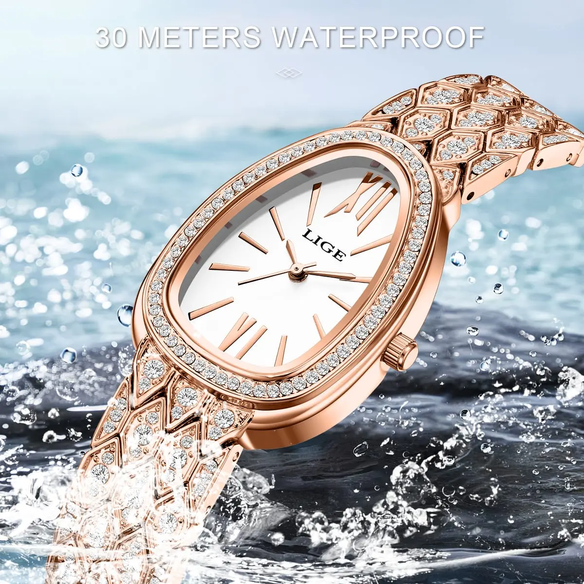 Picture of LIGE 89275 Rose Gold Luxury Women Watch Elegant & Waterproof