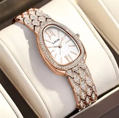 Picture of LIGE 89275 Rose Gold Luxury Women Watch Elegant & Waterproof