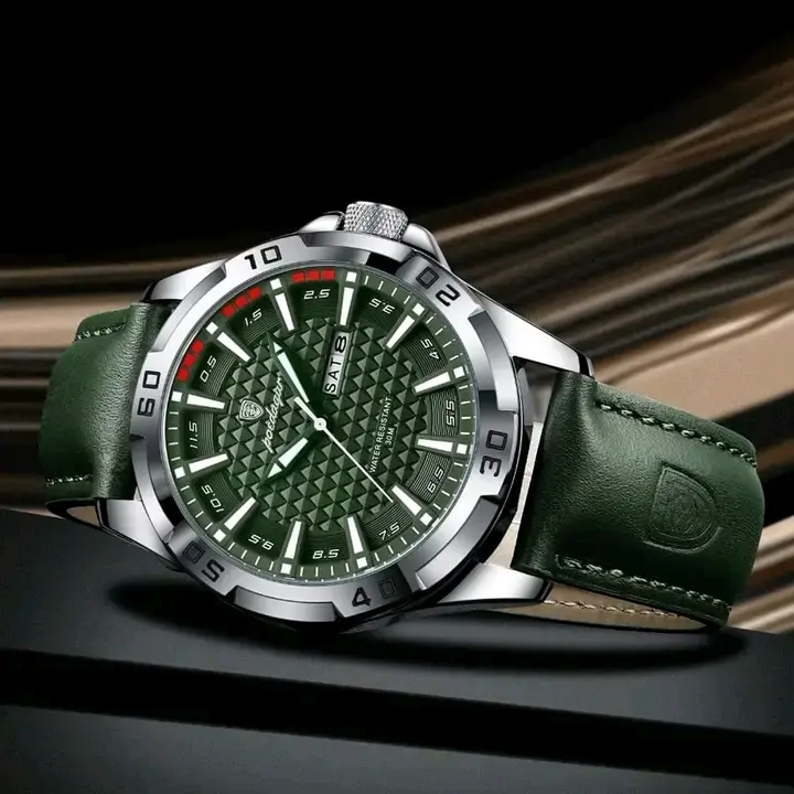 Picture of Poedagar 895 Quartz Leather Strap Man Date Week Calendar Fashion Luminous Hands Business Men's Wristwatch