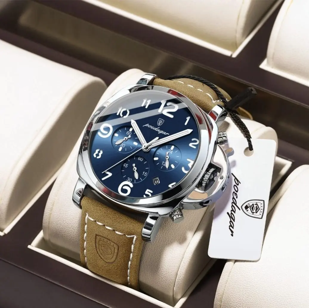 Picture of Men's watch Poedagar 859 Luxury Military Watch For Men Waterproof Luminous Date Chronograph Man Watch Sports Casual Leather Men's watch