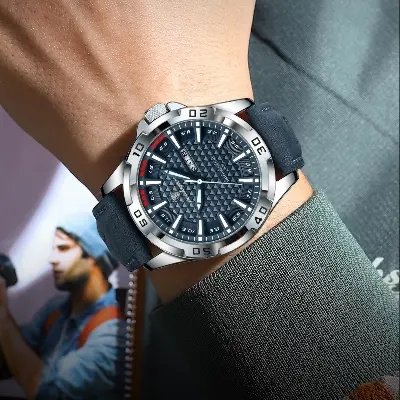 Picture of Poedagar 895 Quartz 3ATM Deep Waterproof Leather Strap Man Date Week Calendar Fashion Luminous Hands Business Men's Wristwatch