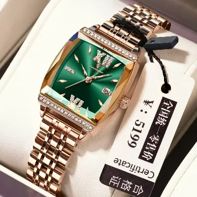 Picture of Poedagar 795 Luxury Ladies Premium Fashion Wrist Watch  –  Crystal Stones, Stainless Steel Strap, Date Display waterproof quartz movement