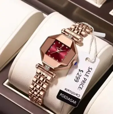 Picture of Ladies Watch Poedagar 368 new luxury fashion square dial gorgeous design exclusive collection romantic love for gift imported waterproof quartz movement wrist-watche for Women