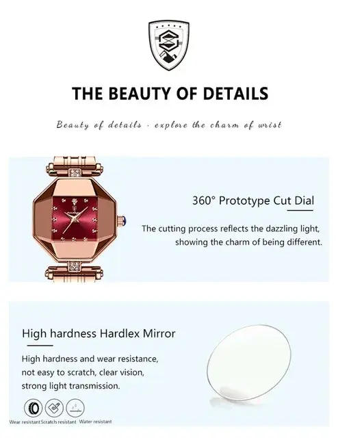 Picture of Ladies Watch Poedagar 368 new luxury fashion square dial gorgeous design exclusive collection romantic love for gift imported waterproof quartz movement wrist-watche for Women
