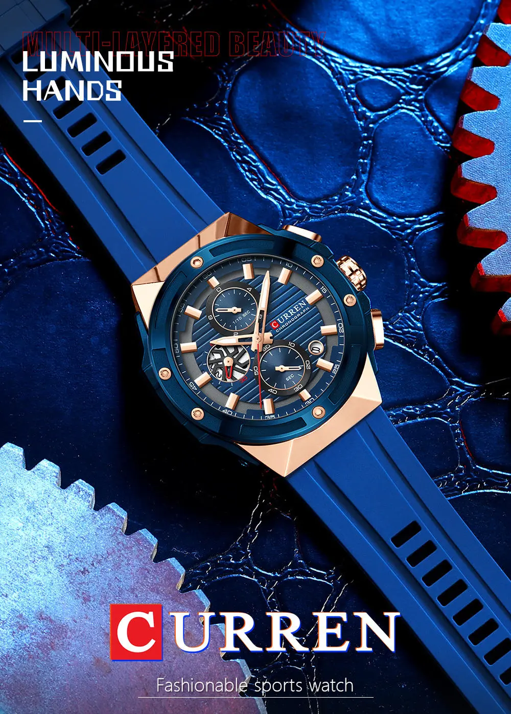 Picture of CURREN 8462 Men Watches special discount Top Brand Silicone Sport Luminous Watch Men Chronograph active Date Clock Waterproof Wristwatch Chronograph Clock