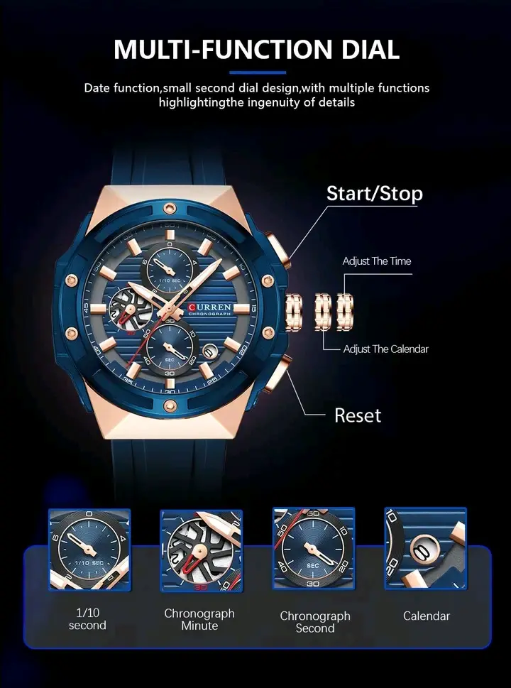 Picture of CURREN 8462 Men Watches special discount Top Brand Silicone Sport Luminous Watch Men Chronograph active Date Clock Waterproof Wristwatch Chronograph Clock