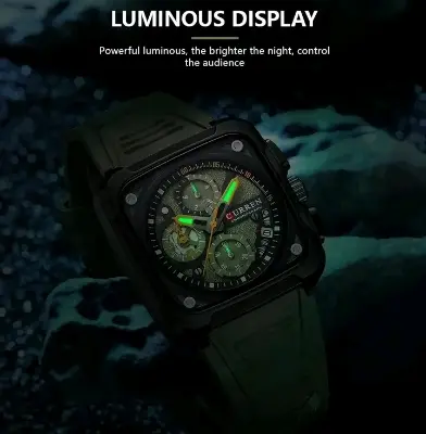 Picture of Curren 8461 new Model Men's watch unique design Silicon belt square dial chronograph active waterproof exclusive collection wrist-watche for Men