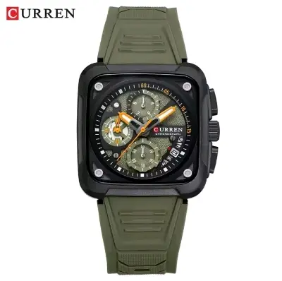 Picture of Curren 8461 new Model Men's watch unique design Silicon belt square dial chronograph active waterproof exclusive collection wrist-watche for Men