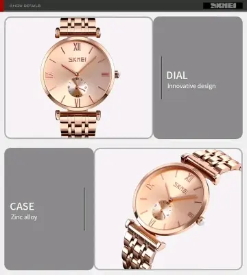Picture of Skmei 9198 new Ladies watch Top brand Quartz movement waterproof stainless steel direct import luxury fashion exclusive design Romantic love for gift wrist-watche for Women
