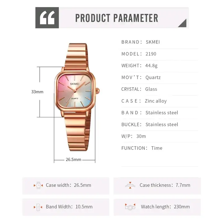 Picture of Skmei Top Brand Luxury Stainless Steel Strap Quartz Wristwatch For Ladies Watches Waterproof Clock reloj mujer