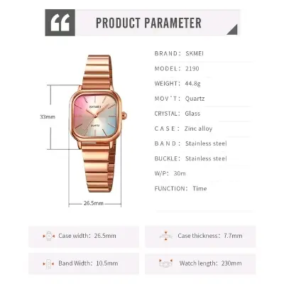 Picture of Skmei Top Brand Luxury Stainless Steel Strap Quartz Wristwatch For Ladies Watches Waterproof Clock reloj mujer