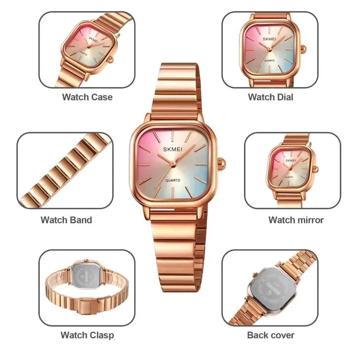 Picture of Skmei Top Brand Luxury Stainless Steel Strap Quartz Wristwatch For Ladies Watches Waterproof Clock reloj mujer