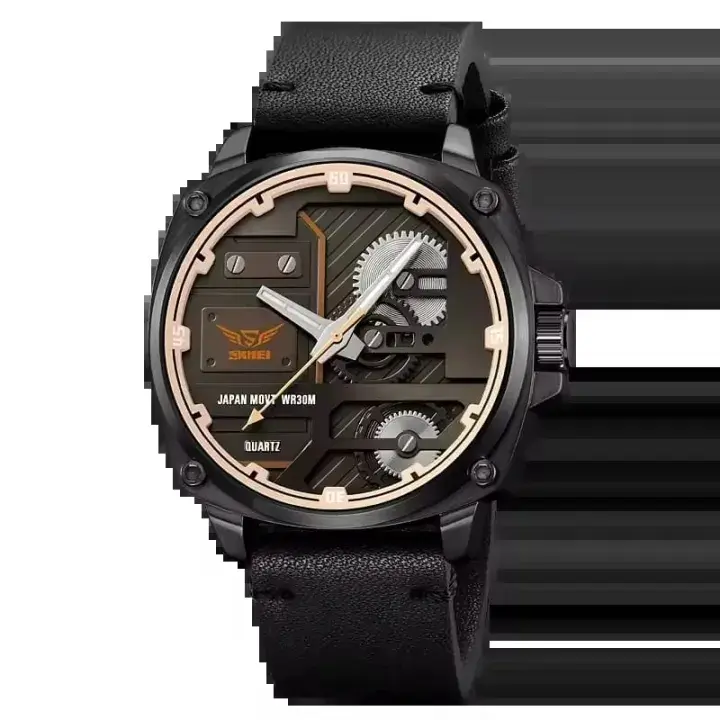 Picture of SKMEI 2289 new Men's watch special discount unique design high quality imported quartz movement waterproof leather belt wrist-watche for men