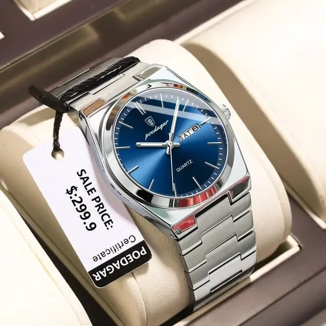 Picture of Men's Watch Poedagar 930 new model unique exclusive collection luxury fashion stainless steel imported waterproof quartz movement wrist-watch FOR Men