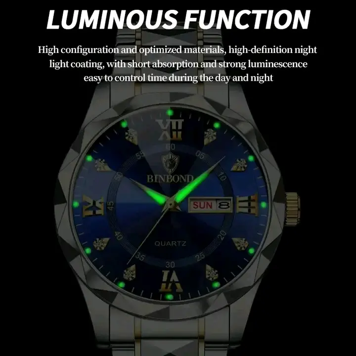 Picture of Binbond 2521 luxury fashion diamond cutting glass stainless steel imported quartz movement wrist-watch FOR men