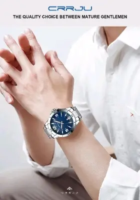 Picture of CRRJU 5003 new luxury fashion stainless steel imported waterproof quartz movement wrist-watche for men
