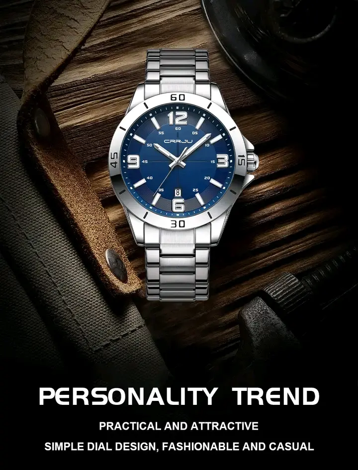 Picture of CRRJU 5003 new luxury fashion stainless steel imported waterproof quartz movement wrist-watche for men