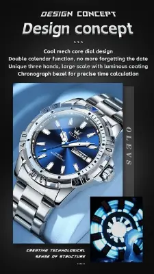 Picture of Olevs 5560 new luxury fashion gorgeous design and colour, stainless steel imported waterproof quartz movement wrist-watch FOR men