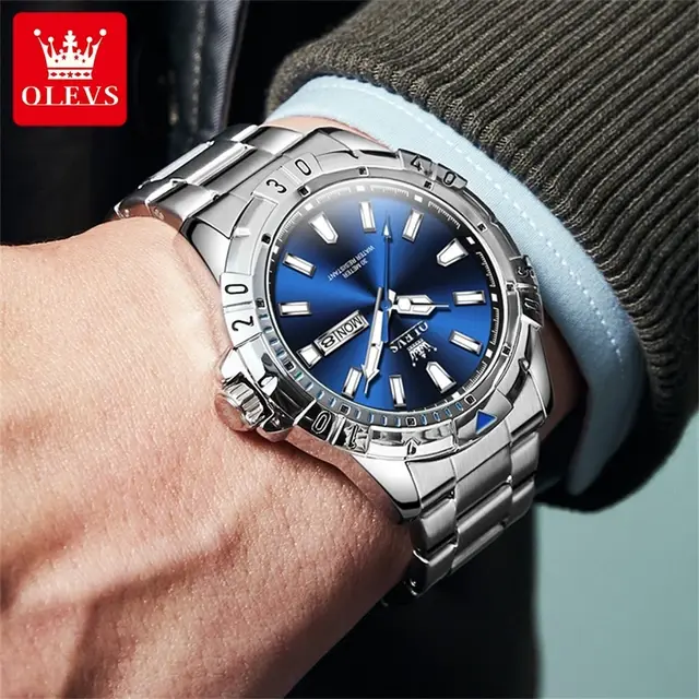 Picture of Olevs 5560 new luxury fashion gorgeous design and colour, stainless steel imported waterproof quartz movement wrist-watch FOR men