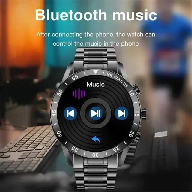 Picture of Lige BW0321 new full touch screen Bluetooth call, call recive, call dail,  health features smartwatche for men