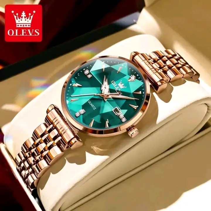 Picture of Olevs 5536 Luxury fashion stainless steel imported waterproof quartz movement new model Diamond cutting wrist-watche for women