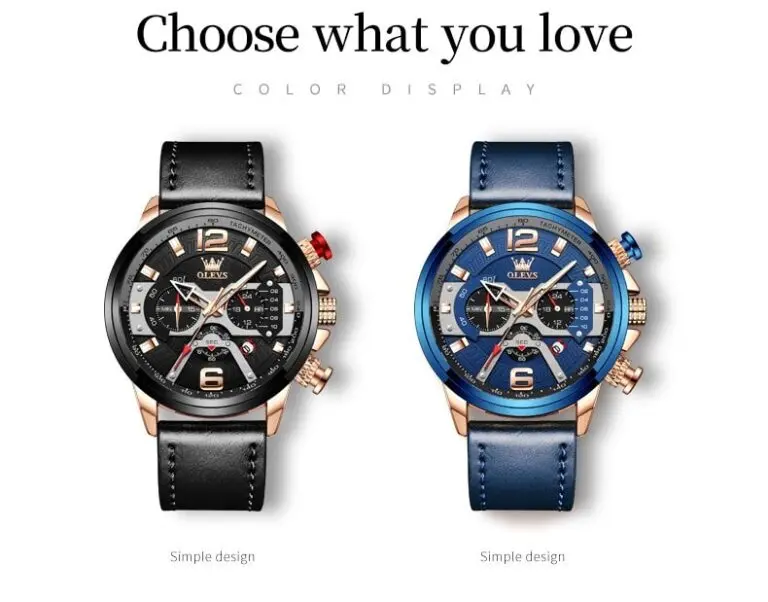 Picture of Olevs 9915 luxury fashion leather belt waterproof imported sports watche for men