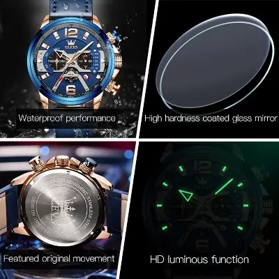 Picture of Olevs 9915 luxury fashion leather belt waterproof imported sports watche for men